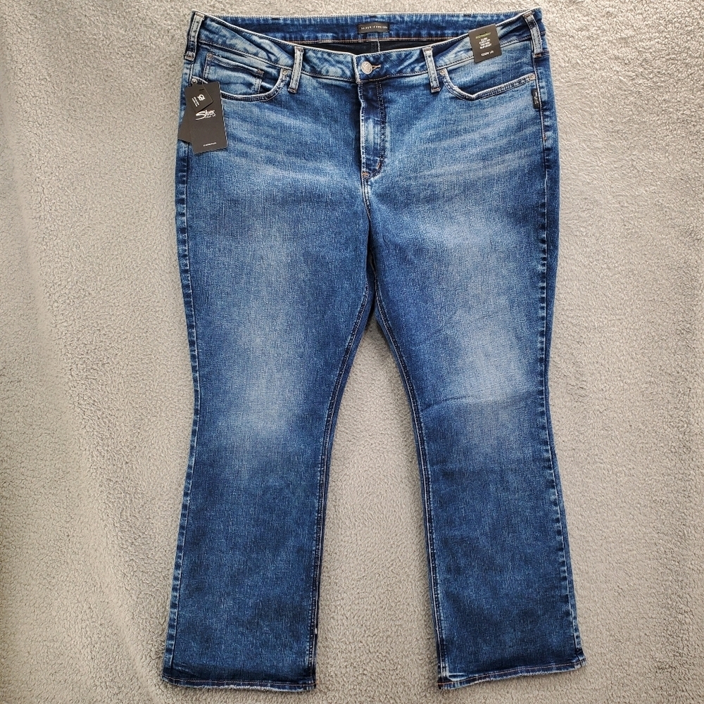 Silver Jeans Co Elyse Mid Rise Slim Bootcut Jeans Womens Curvy Fit Stretch NWT
